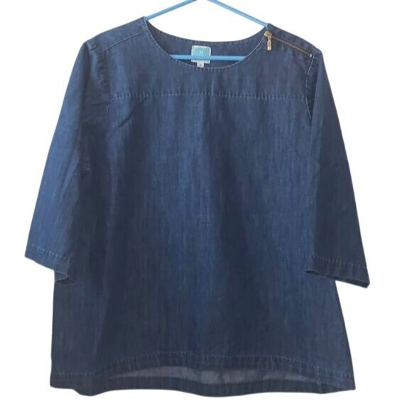 Martha Stewart Everyday Denim Top XL Cotton/Polyester Blue - Picture 1 of 10